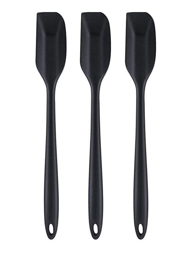 وي3 مجموعة ملاعق سيليكون We3، ملاعق مقاومة للحرارة، ملاعق مطاطية غير لاصقة مع قلب من الفولاذ المقاوم للصدأ، لون أسود، مجموعة من 3 قطع - Image 1